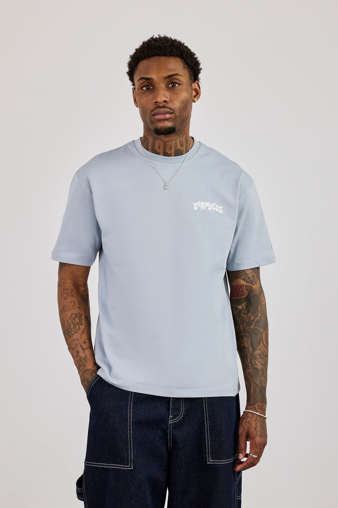 Regular Back Puff Print T-Shirt - Blue